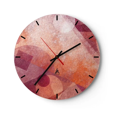 Nástěnné hodiny - Geometrické proměny v růžové - 40x40 cm