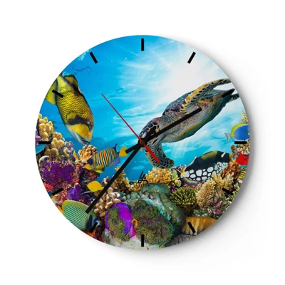 Nástěnné hodiny - Korálová promenáda - 30x30 cm