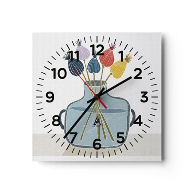 Nástěnné hodiny - Makové květy - 30x30 cm