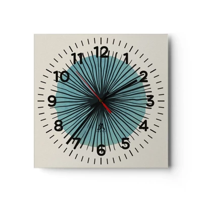 Nástěnné hodiny - Zářící modrá - 30x30 cm