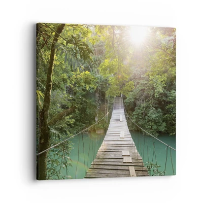 Obraz na plátně - Nad azurovou vodou do azurového lesa - 40x40 cm