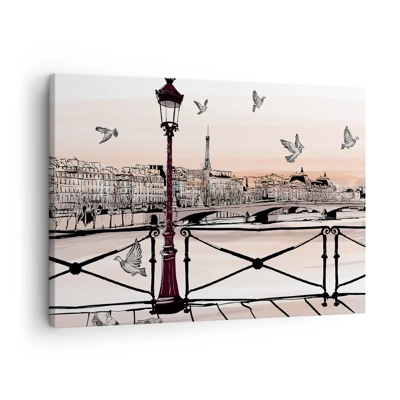 Obraz na plátně - Nad střechami Paříže - 70x50 cm