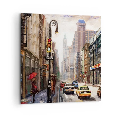 Obraz na plátně - New York – barevný i v dešti - 50x50 cm