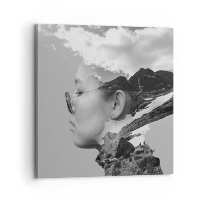 Obraz na plátně - Povznešen portrét v oblacích - 70x70 cm