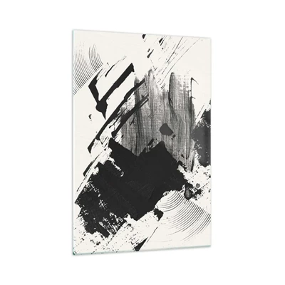 Obraz na skle - Abstrakce – exprese černé - 70x100 cm