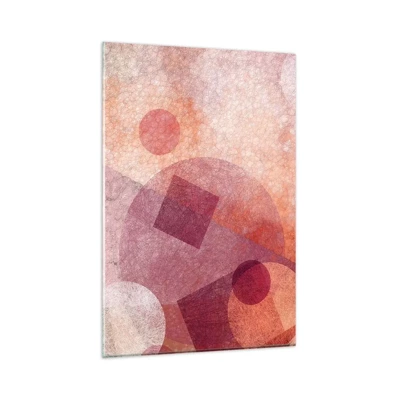 Obraz na skle - Geometrické proměny v růžové - 80x120 cm