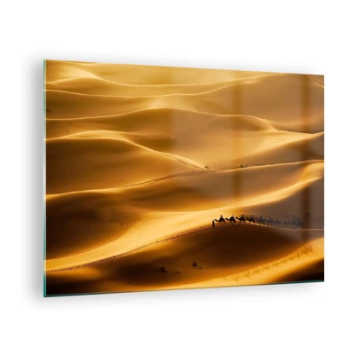 Obraz na skle - Karavana na vlnách pouště - 70x50 cm