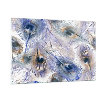 Obraz na skle - Kompozice pavího oka - 120x80 cm