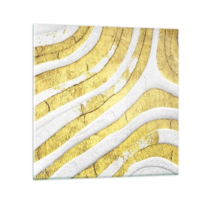 Obraz na skle - Kompozice v bílé a zlaté - 60x60 cm