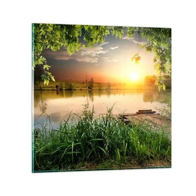 Obraz na skle - Krajina v zeleném rámu - 30x30 cm