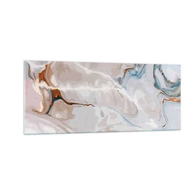 Obraz na skle - Modré meandry pod bílou - 100x40 cm