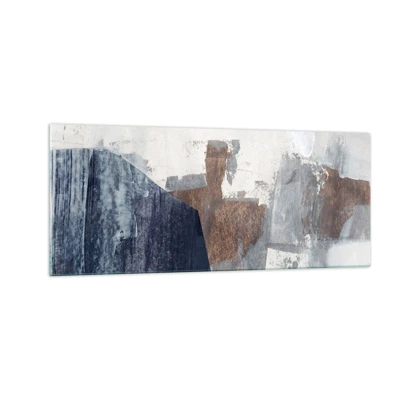 Obraz na skle - Modro-hnědé tvary - 100x40 cm