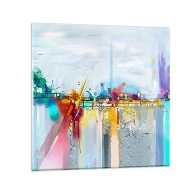 Obraz na skle - Most radosti nad řekou života - 70x70 cm
