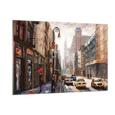 Obraz na skle - New York – barevný i v dešti - 120x80 cm