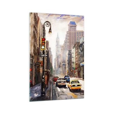 Obraz na skle - New York – barevný i v dešti - 70x100 cm