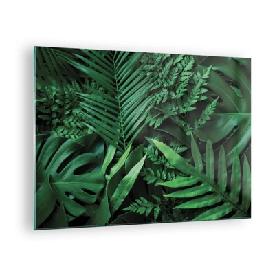 Obraz na skle - Objaté v zeleni - 70x50 cm
