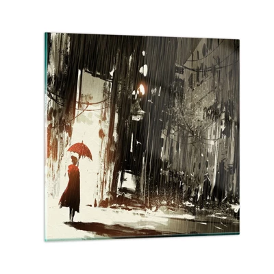 Obraz na skle - Poezie červeného deštníku - 30x30 cm