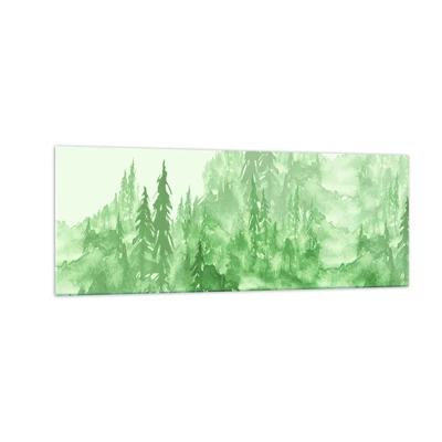Obraz na skle - Rozmazaný zelenou mlhou - 140x50 cm