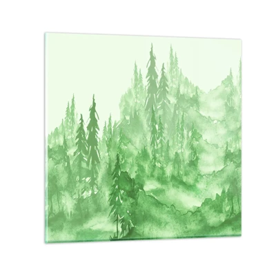 Obraz na skle - Rozmazaný zelenou mlhou - 40x40 cm