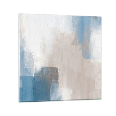 Obraz na skle - Růžová abstrakce za modrým závojem - 30x30 cm