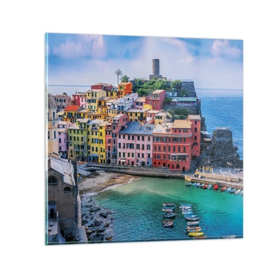 Obraz na skle - Středomořské kouzelné městečko - 70x70 cm