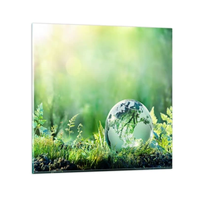Obraz na skle - Zelená planeta - 30x30 cm