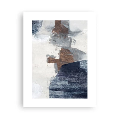 Plakát - Modro-hnědé tvary - 30x40 cm