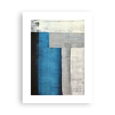 Plakát - Poetická kompozice šedé a modré - 30x40 cm