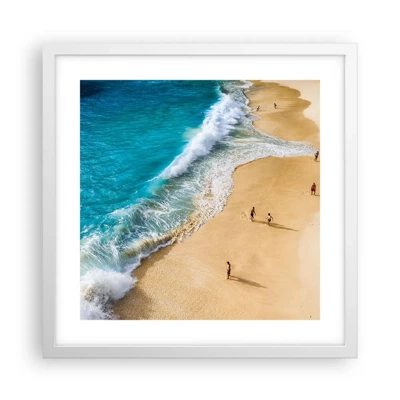 Plakát v bílém rámu - A pak slunce, pláž… - 40x40 cm