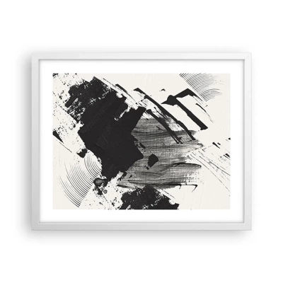 Plakát v bílém rámu - Abstrakce – exprese černé - 50x40 cm