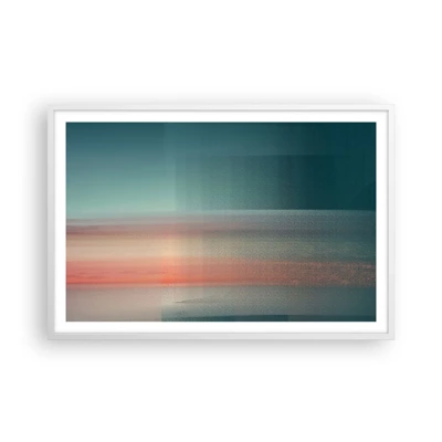 Plakát v bílém rámu - Abstrakce: vlny světla - 91x61 cm