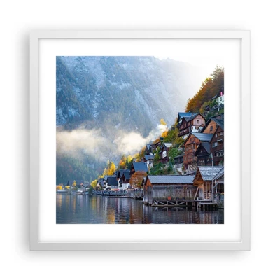 Plakát v bílém rámu - Alpská krajina - 40x40 cm