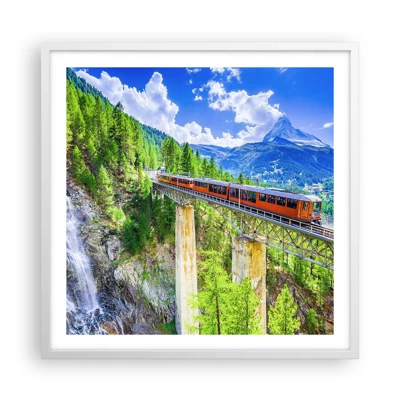 Plakát v bílém rámu - Alpská železnice - 60x60 cm