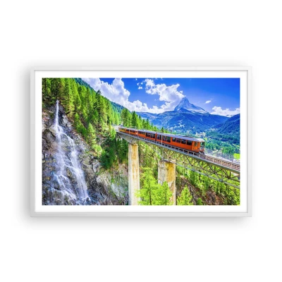 Plakát v bílém rámu - Alpská železnice - 91x61 cm