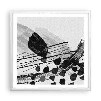 Plakát v bílém rámu - Černobílá organická abstrakce - 60x60 cm