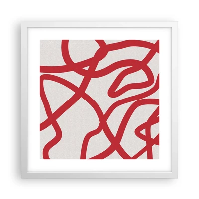 Plakát v bílém rámu - Červené na bílém - 40x40 cm