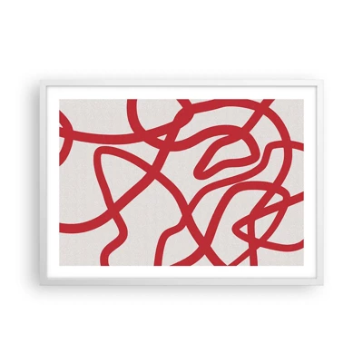 Plakát v bílém rámu - Červené na bílém - 70x50 cm