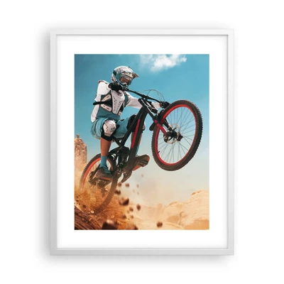 Plakát v bílém rámu - Cyklistický démon šílenství - 40x50 cm