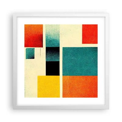 Plakát v bílém rámu - Geometrická abstrakce – dobrá energie - 40x40 cm