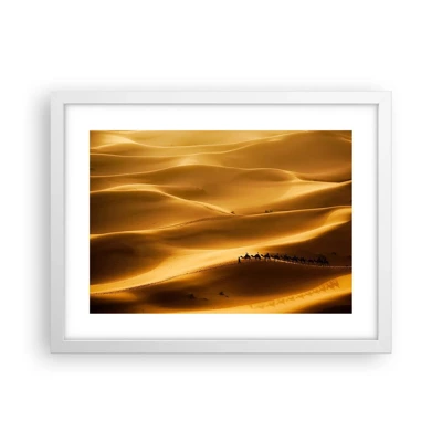 Plakát v bílém rámu - Karavana na vlnách pouště - 40x30 cm