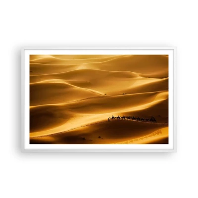 Plakát v bílém rámu - Karavana na vlnách pouště - 91x61 cm