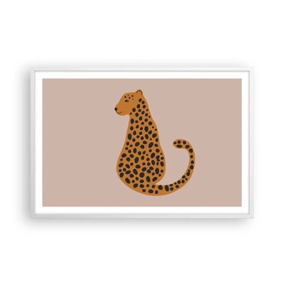Plakát v bílém rámu - Leopardní vzor je v módě - 91x61 cm