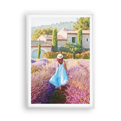 Plakát v bílém rámu - Levandulová dívka - 70x100 cm