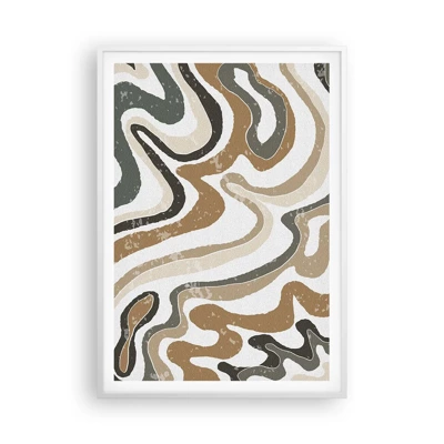 Plakát v bílém rámu - Meandry zemitých barev - 70x100 cm