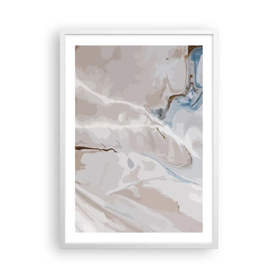 Plakát v bílém rámu - Modré meandry pod bílou - 50x70 cm