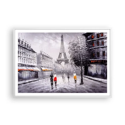 Plakát v bílém rámu - Pařížská procházka - 100x70 cm