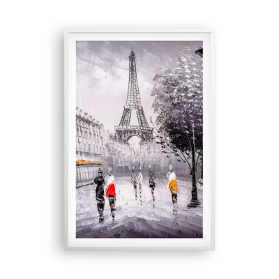 Plakát v bílém rámu - Pařížská procházka - 61x91 cm