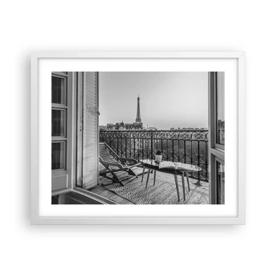 Plakát v bílém rámu - Pařížské odpoledne - 50x40 cm