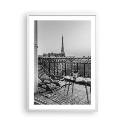 Plakát v bílém rámu - Pařížské odpoledne - 50x70 cm