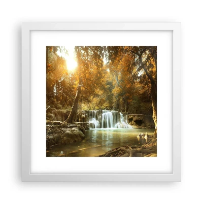 Plakát v bílém rámu - Parkový vodopád - 30x30 cm